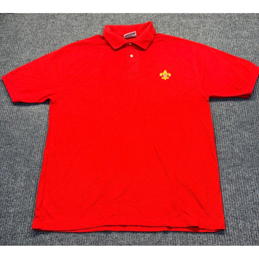 Great American Originals Mens XL Red Boy Scouts of America BSA Embroidered Polo